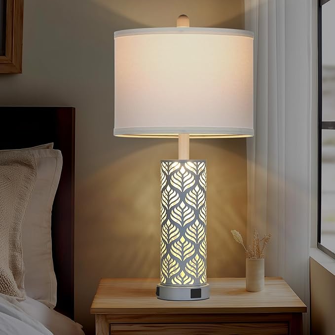 Set of 2 Rustic Table Lamps for Living Room Bedroom, Vintage Farmhouse - Image 3