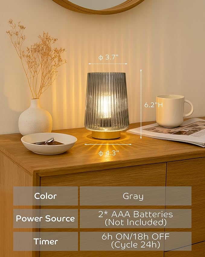 Battery Operated Lamp with Timer, Small Cozy Table Lamp - Image 4