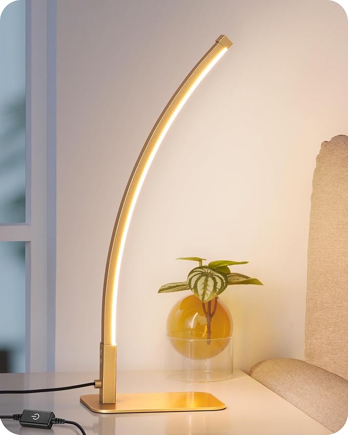 EDISHINE Curved LED Table Lamp, Modern Bedside Lamp by EDISHINE
