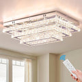 Finktonglan Modern Crystal LED Ceiling Light Fixtures 20” Dimmable Rectangular by Finktonglan