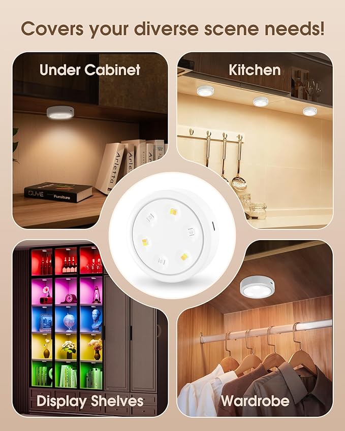 HOLKPOILOT Puck Lights with Remote, 2000mAh Battery Operated Rechargeable Under - Image 5