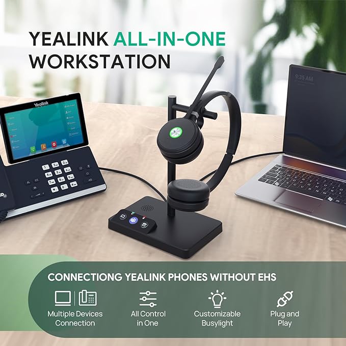 Yealink WH62 Dual UC DECT Wireless Headset, 525 ft Long Range, Work Headphones - Image 4