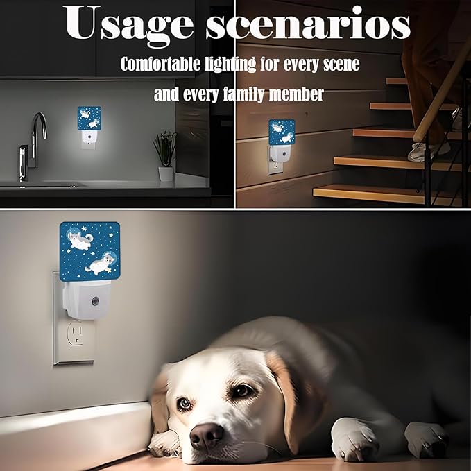 Cute Husky Astronauts on Space Night Light, Plug-in Night Lights - Image 6