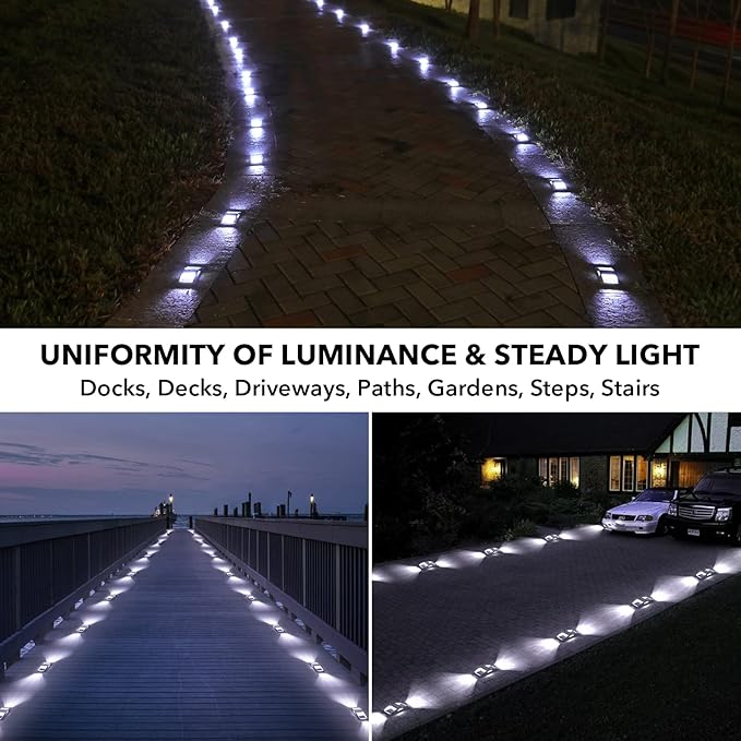 AGPTEK Solar Driveway Lights 20 Pack, Outdoor Deck Dock Marine LED Solar - Image 2