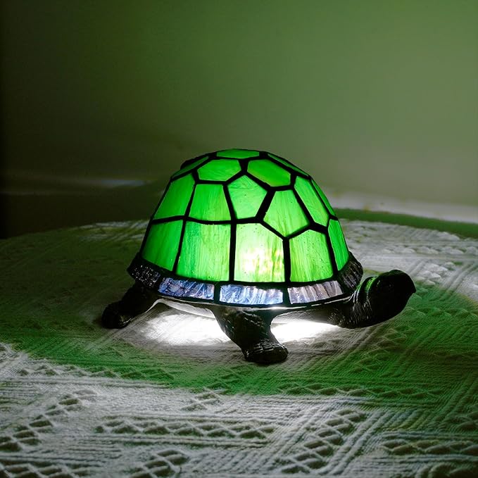 Tiffany Style Turtle Table Lamp Green Stained Glass Lamp Kids Children Animal - Image 7