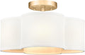 Gold Semi Flush Mount Ceiling Lights, Farmhouse Brass Drum Lighting by Audickic