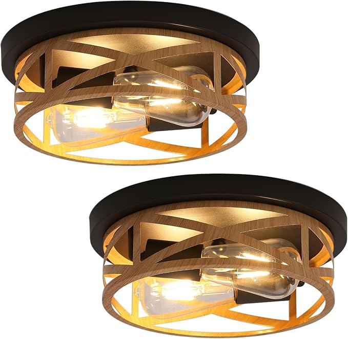 2 Pack Close to Ceiling Light Fixtures, 2-Light Indoor House Flush Mount by Doxvieze