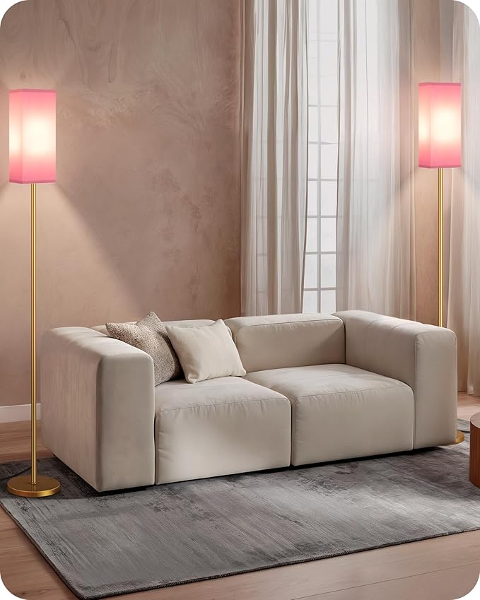 2Pack Floor Lamp, Pole with Foot Switch, Modern Standing Lamp Lampshade - Image 9