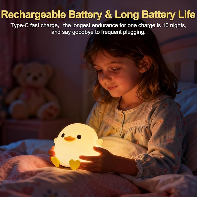 Cute Bean Duck Night Light, Squishy Bean Shape DoDo Duck Lamp, Bean Duck Night - Image 5