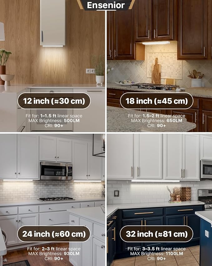 Ensenior 12 Inch LED Under Cabinet Lighting Hardwired or Plug-in Installation - Image 6
