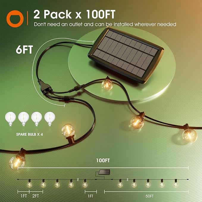 addlon 200FT Solar String Lights Outdoor Waterproof - Image 6