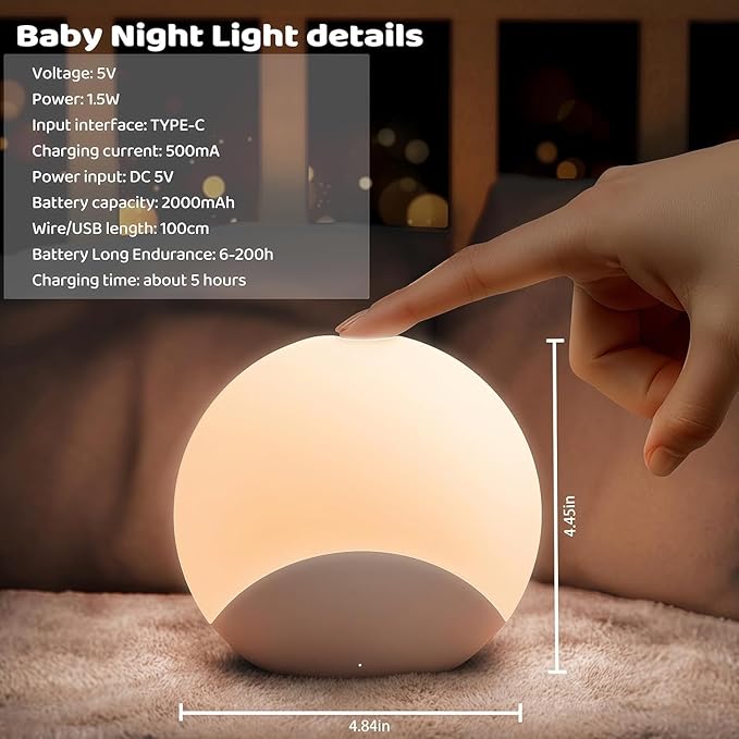 IYT Night Light for Baby, Kids Egg Light Stepless Dimming Touch Night Lamp - Image 8