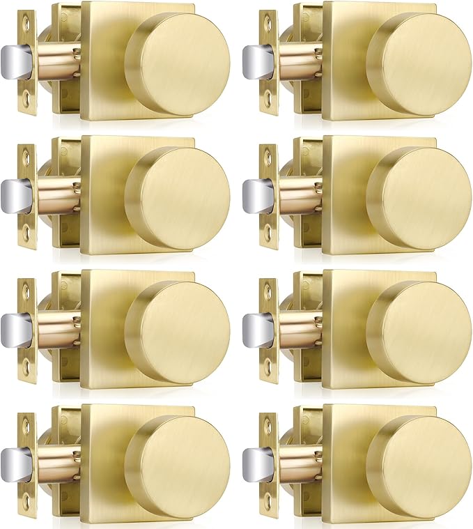 Haidms Gold Door Knobs Passage, Heavy Duty Square Brushed Gold Hall and Closet by Haidms