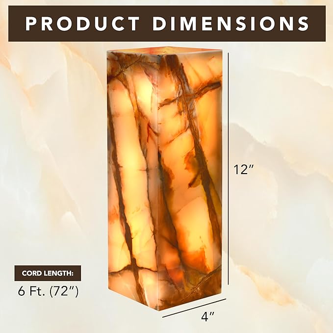 UMAID Handcrafted Onyx Marble Table Lamp, Each Lamp One-of-a-Kind - Image 3