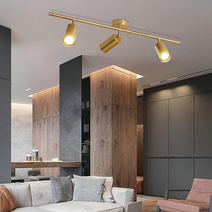 BOKT Brushed Brass Gold 3-Lights LED Adjustable Track Lighting Kit Mid Century - Image 9
