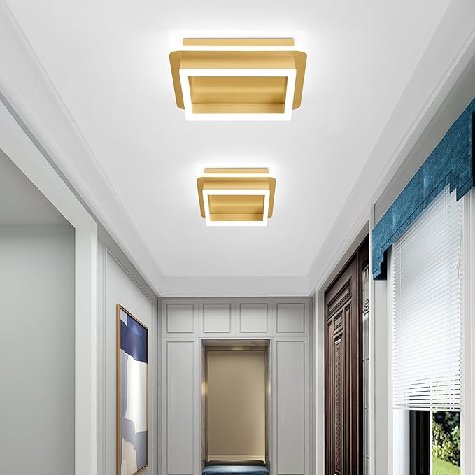 CANEOE 2 Packs Square Modern LED Light Fixture, 24W Black Flush Mount Hallway - Image 2