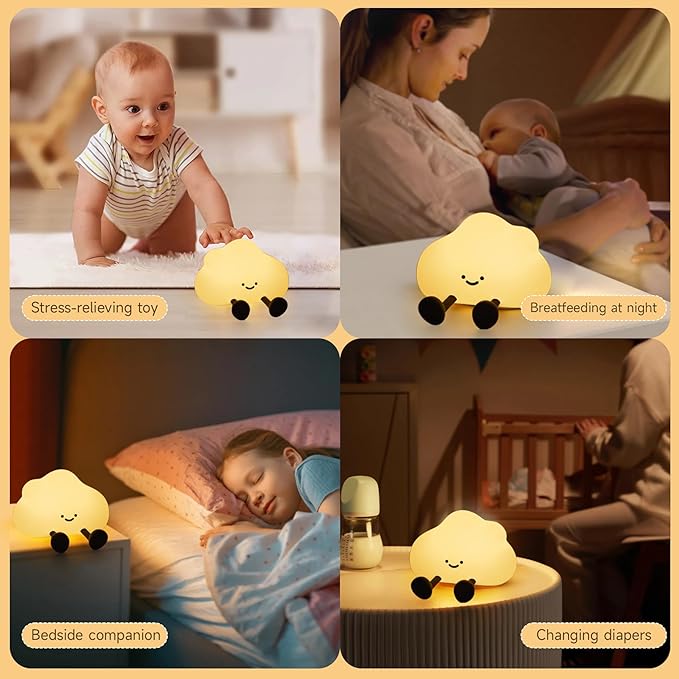 Cloud Night Light for Kids, Adorable Touch Night Lamp Silicone Dimmable LED - Image 5