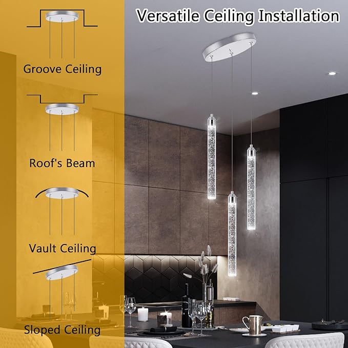 Mini Chandelier Crystal Pendant Lights Integrated LED Pendant Light Fixtures - Image 4