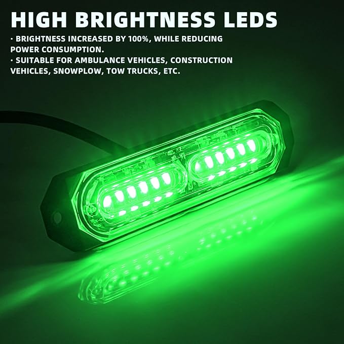 8-Pcs 12 LED Sync Feature Emergency Strobe Grille Lights Ultra Slim Surface - Image 3