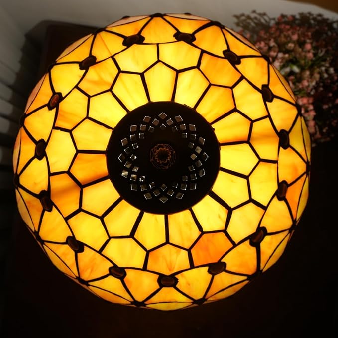 Tiffany Lamp Vintage Bead Orange Table Lamps Bedside - Image 5