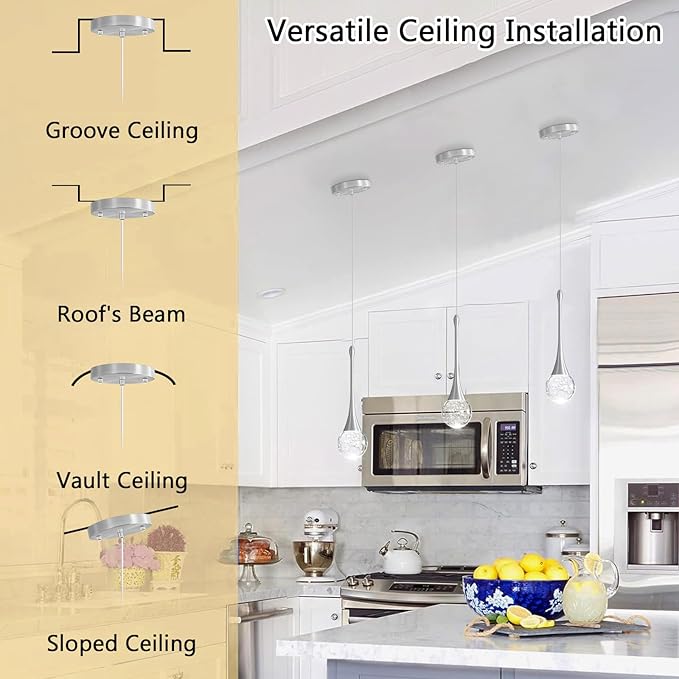Modern Pendant Lights for Kitchen Island LED Dimmable Crystal Glam Ceiling - Image 5