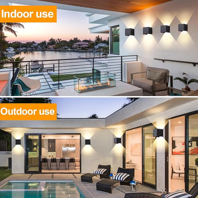 4 Pack Outdoor Wall Sconces Exterior/Interior LED Wall Lights, Square Modern - Image 9