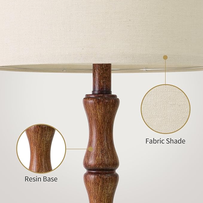 BOBOMOMO 25" Rustic Table Lamps Set of 2, Farmhouse Nightstand Lamps - Image 4