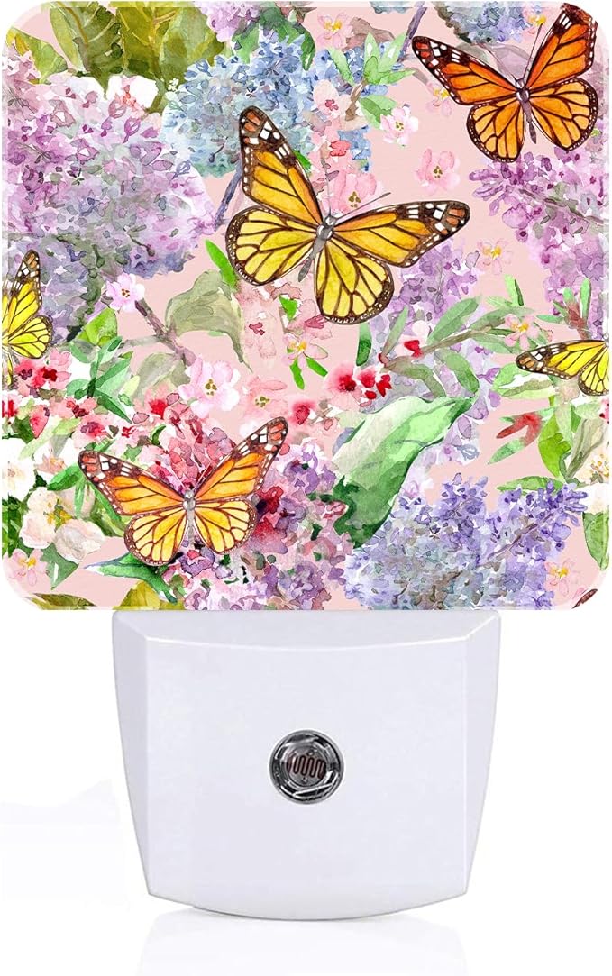 Spring Flowers and Butterflies Night Light, Plug Into Wall Decor by Unknown