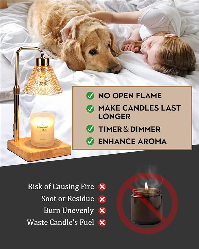 Candle Warmer Lamp with Timer Dimmable, Adjustable Height, Christmas - Image 4