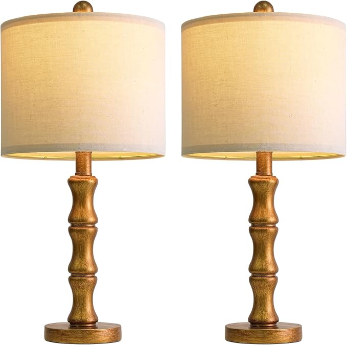 BOBOMOMO 20.5" Vintage Nightstand Lamps Set of 2, Farmhouse Table Lamps - Image 7