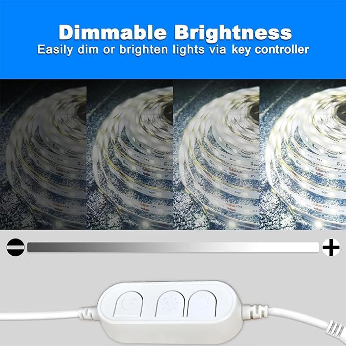 phopollo White LED Strip Lights, 16.4ft Dimmable 6500k Daylight White Led Light - Image 2