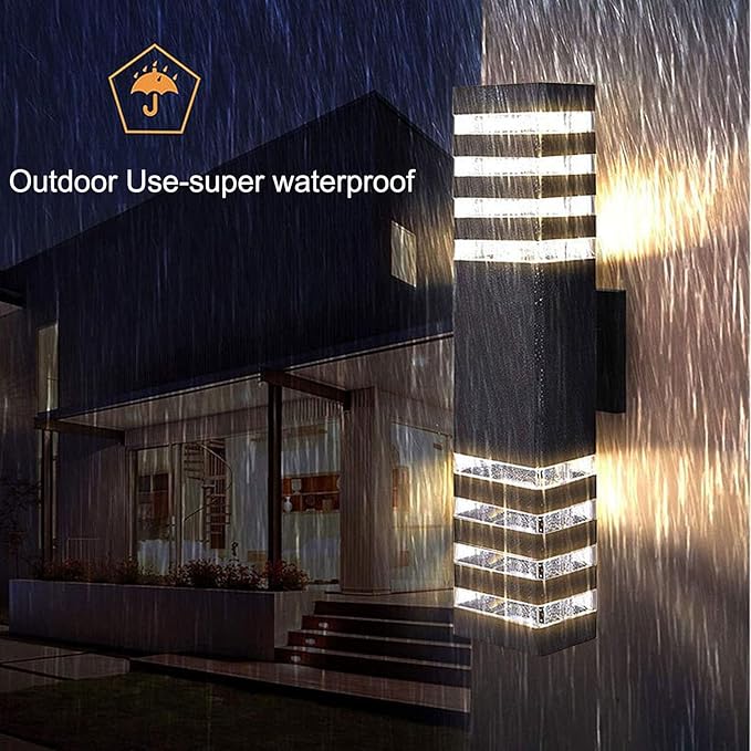 6Pack 18inch LED Square Up & Down Wall Lights, 24W Outdoor Wall Light 4000K Day - Image 3