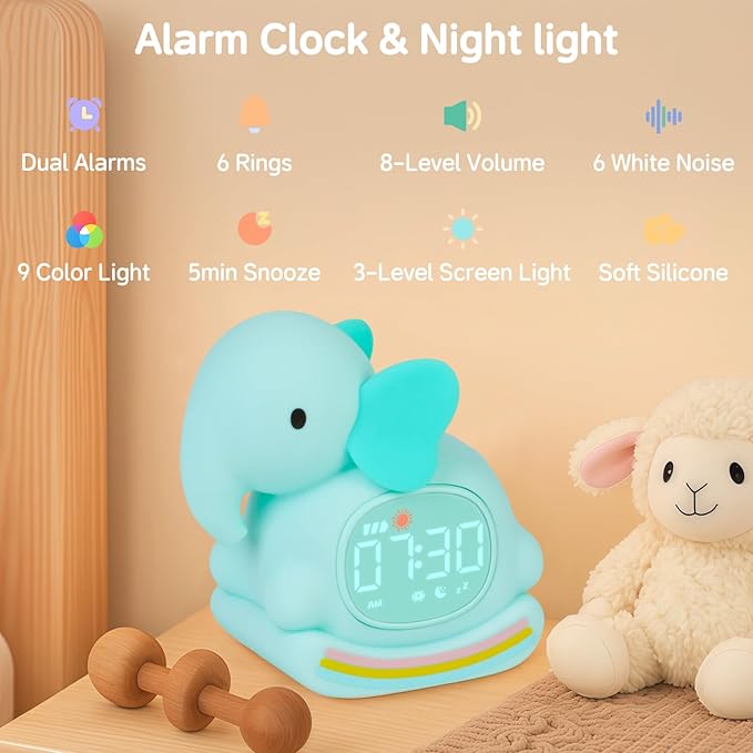 Alarm Clock for Kids with Night Light, Sleep Training Clock Time to Wake Clock - Image 2