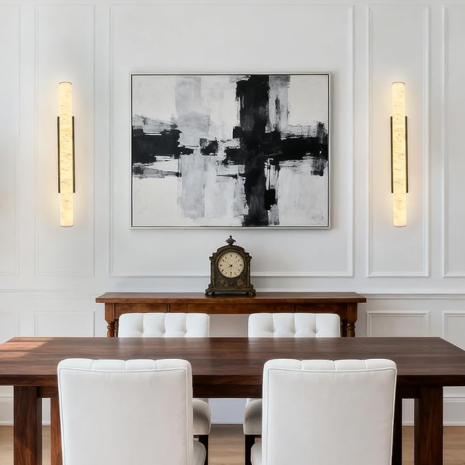 LMQNINE Natural Alabaster Wall Sconces Set of Two Spanish Marble Wall Light - Image 8