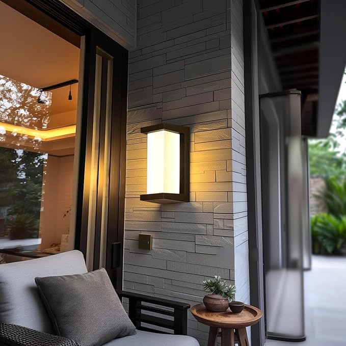 Black Exterior Lighting Fixtures, Rectangular Modern Front Porch Light Fixtures - Image 5