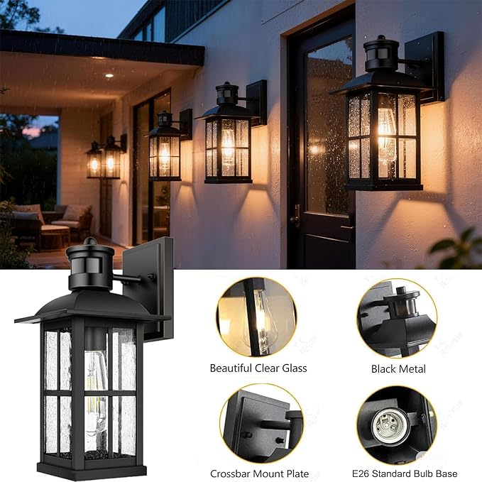 12Pack 15inch Large Outdoor Wall Lights, Modern Black Exterior Wall Light - Image 4