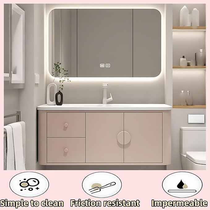 48IN Pink Modern Bathroom Vanity - Image 7