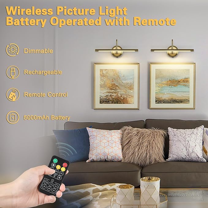 JOOSENLUX Battery Operated Picture Light Gold - Image 4
