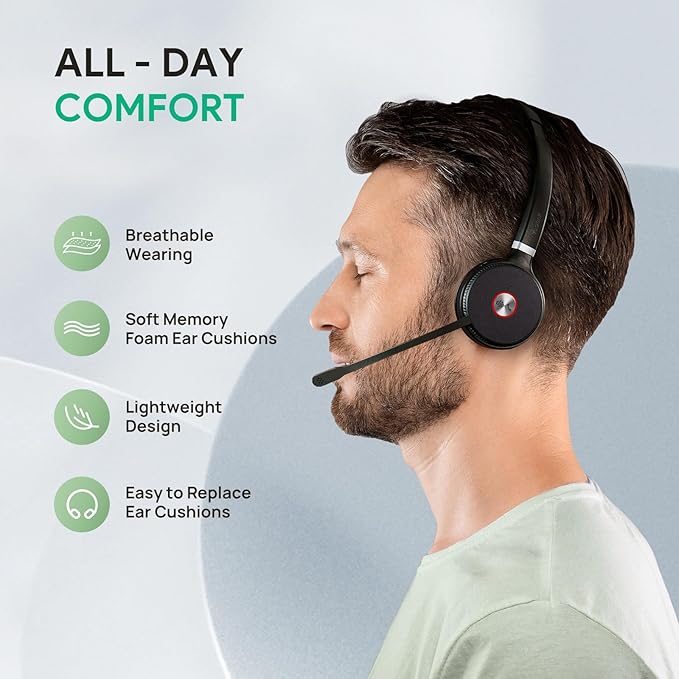 Yealink WH62 Dual UC DECT Wireless Headset, 525 ft Long Range, Work Headphones - Image 5