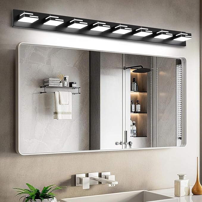LED Modern Bathroom Vanity Light Fixtures 8-Light 5CCT Dimmable Matte Black - Image 7