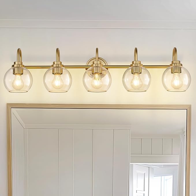 Bathroom Light Fixtures, 5-Light Brushed Gold Vanity Lights - Image 6