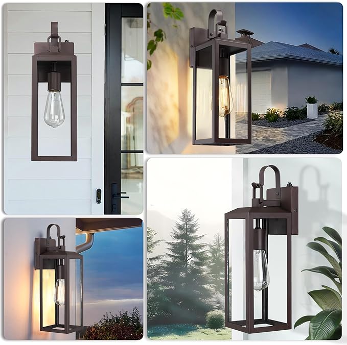 16'' Large Dusk to Dawn Outdoor Lighting 2 Packs, Modern Outdoor Lanterns - Image 8