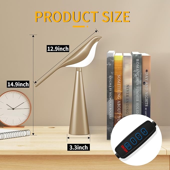 Small Desk Lamp, Bird Lamp, 10 Level Dimmable Brightness Bedside Night Light - Image 4