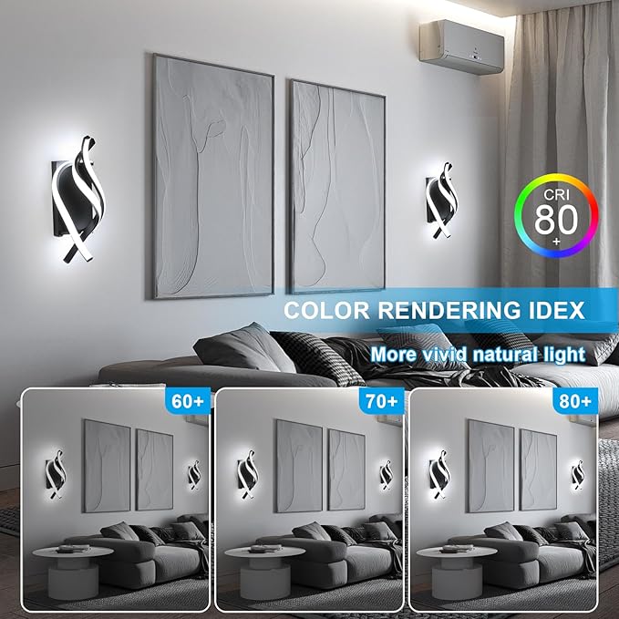 DELIPOP Wall Sconces, Spiral Modern LED Wall Sconce Lighting, 21W 6500K Cool - Image 4