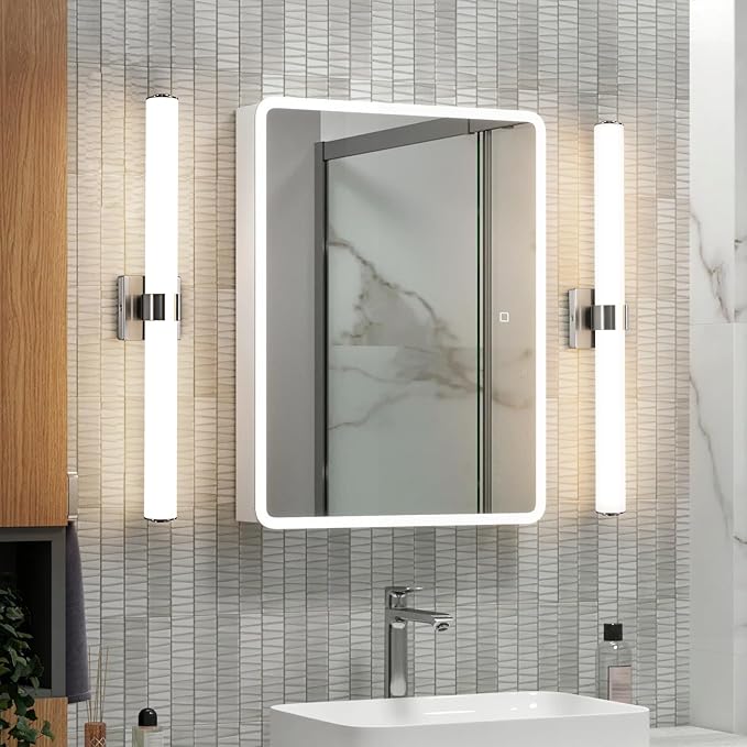 Bathroom Vanity Light Fixtures 31IN Brushed Nickel Bathroom Lights Over Mirror - Image 5