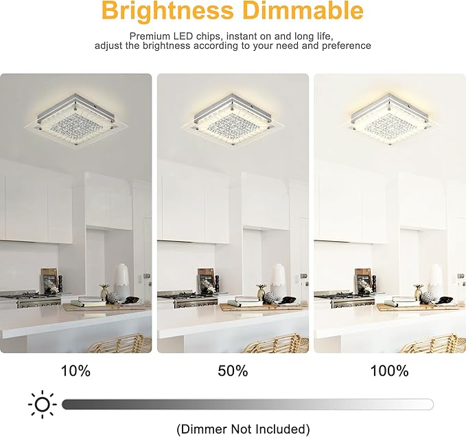 Square Flush Mount Dimmable Light Fixtures - 11IN Kitchen - Image 3