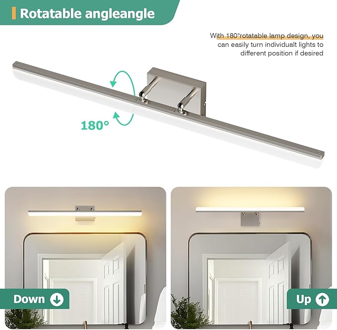 Brushed Nickel Vanity Light 31.5", 24W LED Dimmable Bathroom Light Bar - Image 6