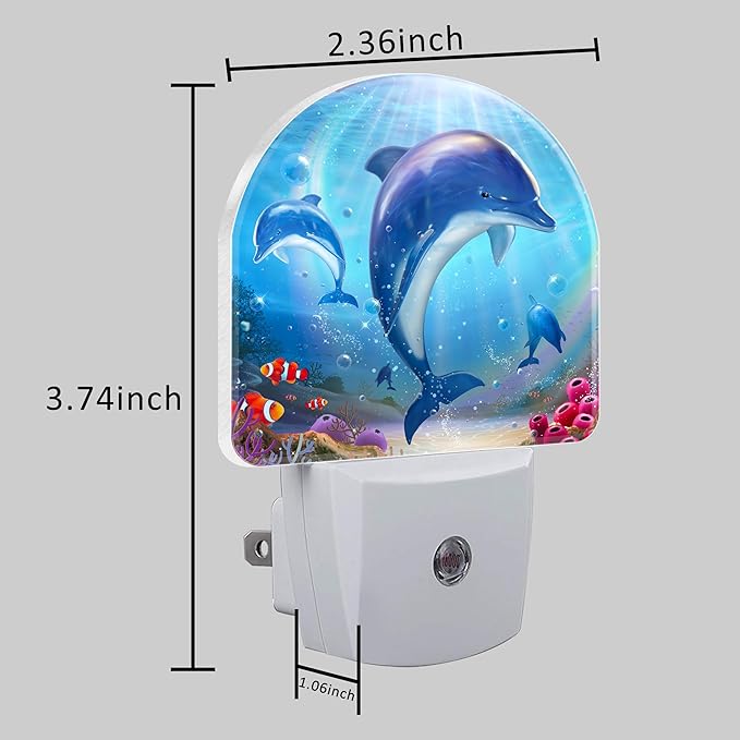 Night Light for Kids Girls Boys, Cute Dolphins in Tropical Sea LED Night Light - Image 5