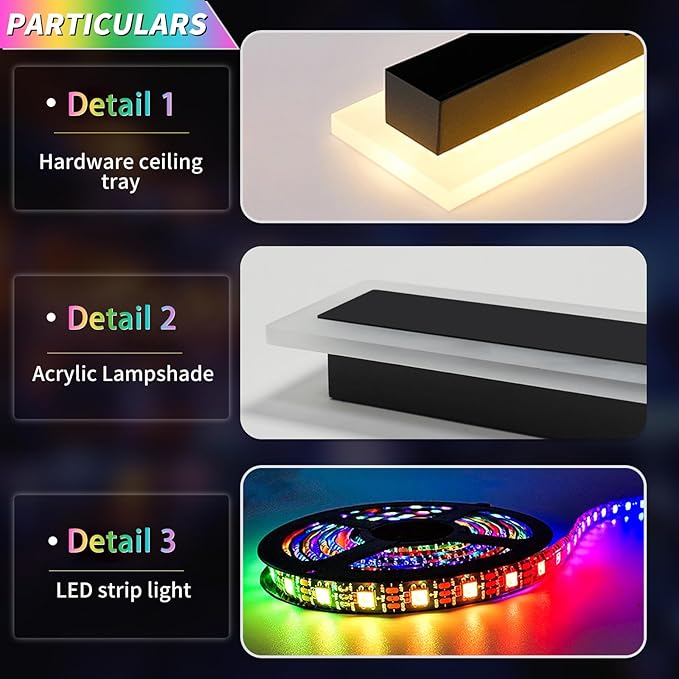 39inch Modern Long Wall lights Outdoor, 10 Colour Variations Dimmable Wall - Image 6