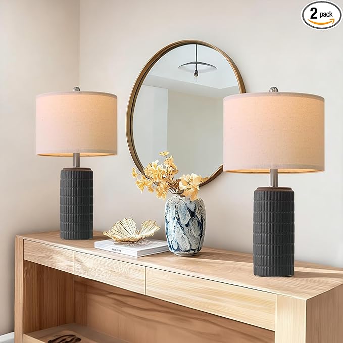 PoKat 23" Matte-Textured Ceramic Table Lamps Set of 2 by Pokat